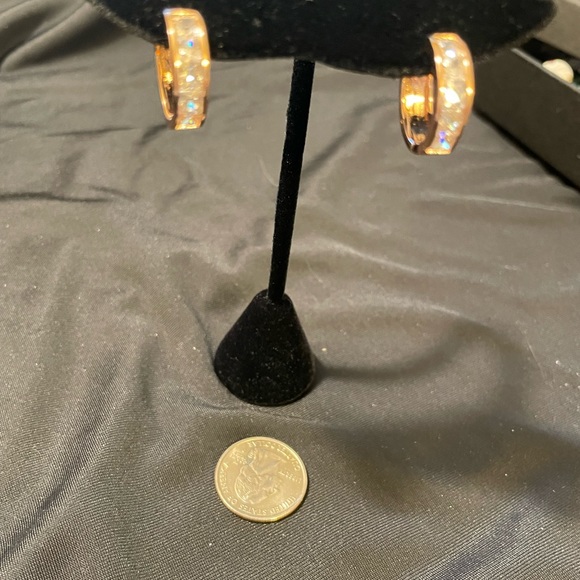 Rose gold tone CZ earrings - Picture 3 of 5